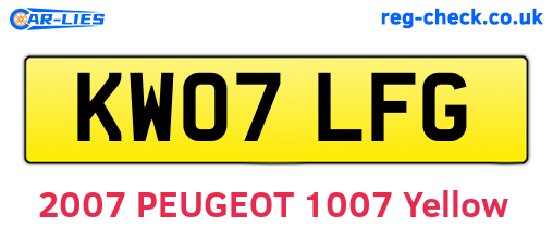KW07LFG are the vehicle registration plates.