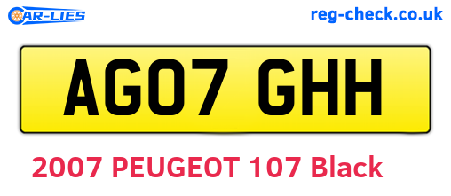 AG07GHH are the vehicle registration plates.