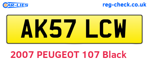AK57LCW are the vehicle registration plates.
