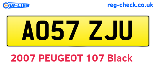 AO57ZJU are the vehicle registration plates.