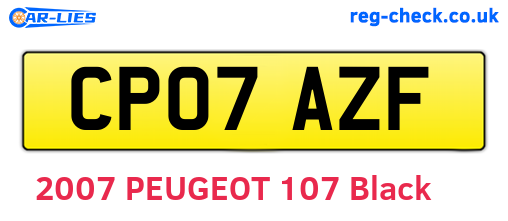 CP07AZF are the vehicle registration plates.