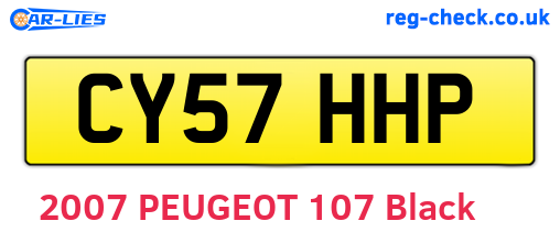 CY57HHP are the vehicle registration plates.