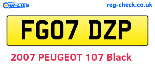 FG07DZP are the vehicle registration plates.