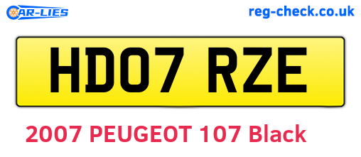 HD07RZE are the vehicle registration plates.
