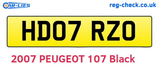 HD07RZO are the vehicle registration plates.