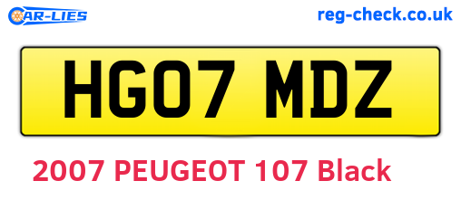 HG07MDZ are the vehicle registration plates.