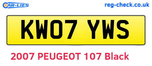 KW07YWS are the vehicle registration plates.