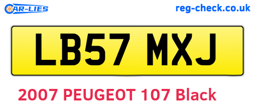 LB57MXJ are the vehicle registration plates.
