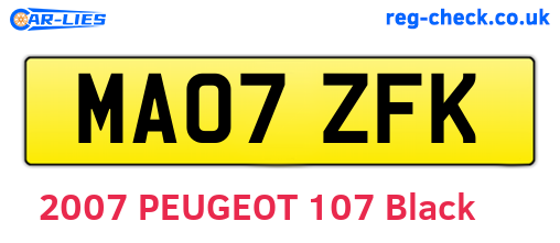 MA07ZFK are the vehicle registration plates.