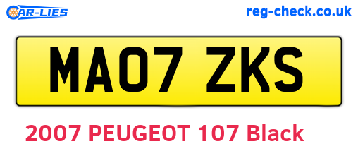 MA07ZKS are the vehicle registration plates.