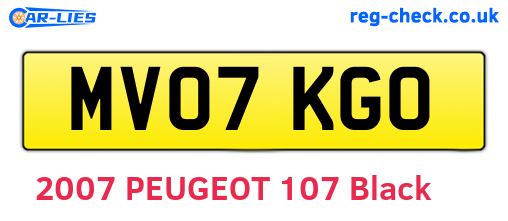 MV07KGO are the vehicle registration plates.