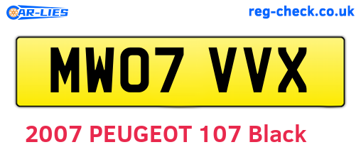 MW07VVX are the vehicle registration plates.