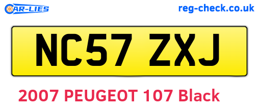 NC57ZXJ are the vehicle registration plates.