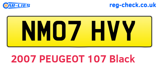 NM07HVY are the vehicle registration plates.