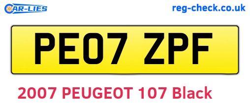 PE07ZPF are the vehicle registration plates.