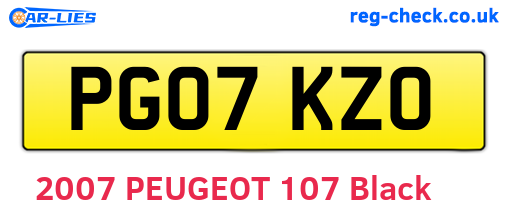 PG07KZO are the vehicle registration plates.