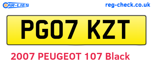 PG07KZT are the vehicle registration plates.