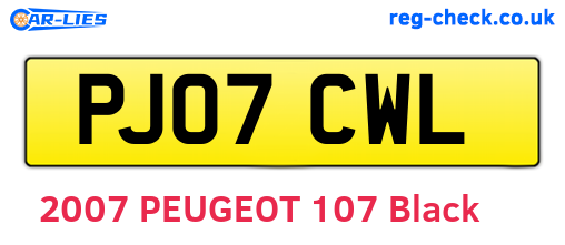 PJ07CWL are the vehicle registration plates.