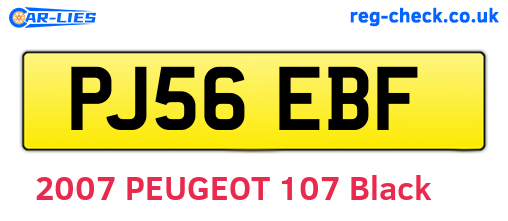 PJ56EBF are the vehicle registration plates.