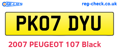 PK07DYU are the vehicle registration plates.