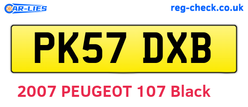 PK57DXB are the vehicle registration plates.