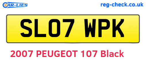 SL07WPK are the vehicle registration plates.