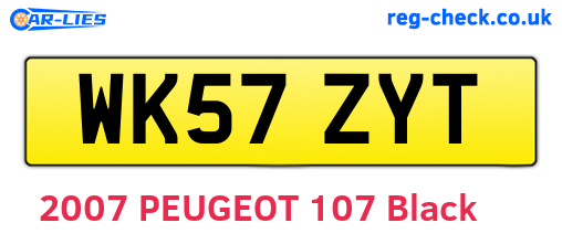 WK57ZYT are the vehicle registration plates.