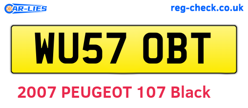 WU57OBT are the vehicle registration plates.