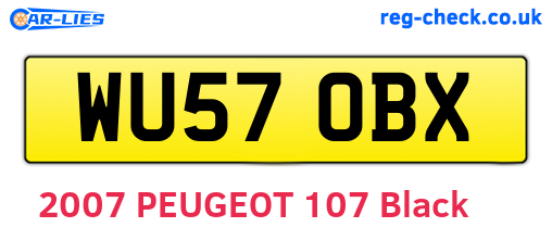 WU57OBX are the vehicle registration plates.