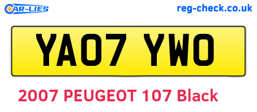 YA07YWO are the vehicle registration plates.
