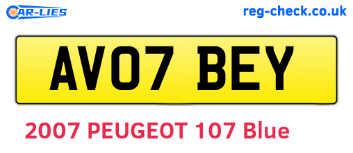 AV07BEY are the vehicle registration plates.