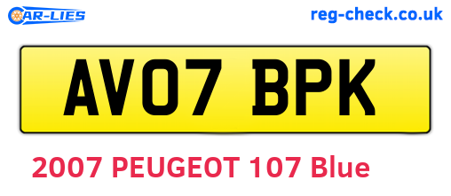 AV07BPK are the vehicle registration plates.