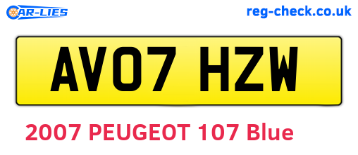 AV07HZW are the vehicle registration plates.