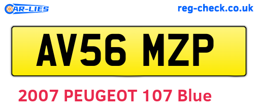 AV56MZP are the vehicle registration plates.