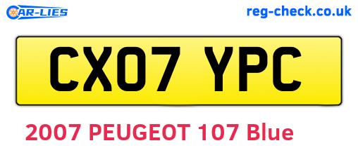 CX07YPC are the vehicle registration plates.