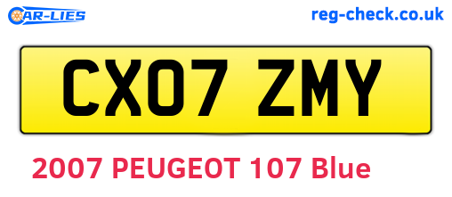CX07ZMY are the vehicle registration plates.