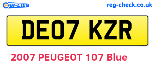 DE07KZR are the vehicle registration plates.