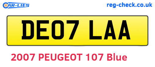 DE07LAA are the vehicle registration plates.
