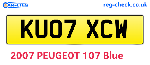 KU07XCW are the vehicle registration plates.