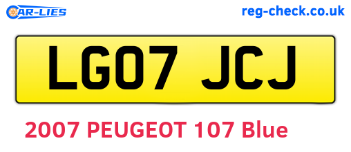 LG07JCJ are the vehicle registration plates.