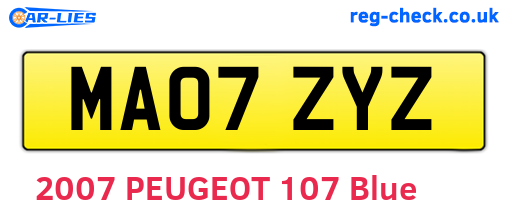 MA07ZYZ are the vehicle registration plates.