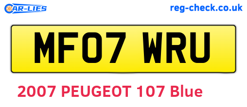 MF07WRU are the vehicle registration plates.
