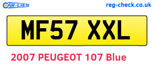 MF57XXL are the vehicle registration plates.