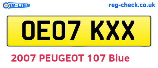 OE07KXX are the vehicle registration plates.
