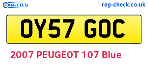 OY57GOC are the vehicle registration plates.