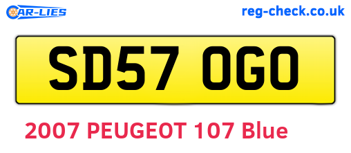 SD57OGO are the vehicle registration plates.