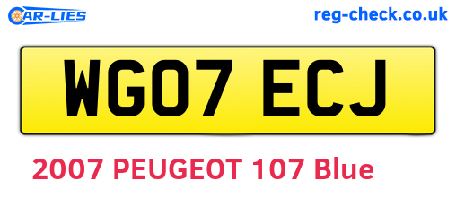 WG07ECJ are the vehicle registration plates.