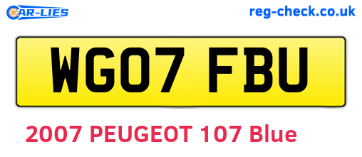 WG07FBU are the vehicle registration plates.