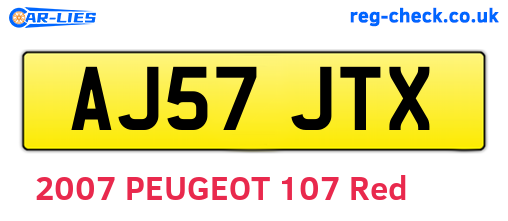 AJ57JTX are the vehicle registration plates.