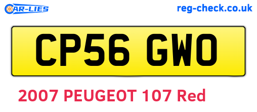 CP56GWO are the vehicle registration plates.